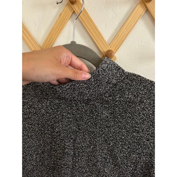 Zara Top Women's Small Black Gray Speckle Long Bell Sleeve Mock Neck Blouse - Picture 4 of 7